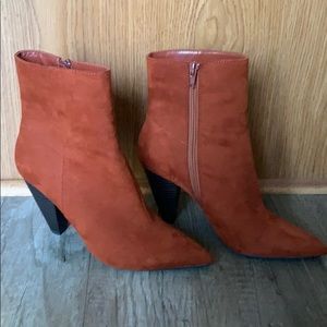 Burnt orange ankle booties, never worn